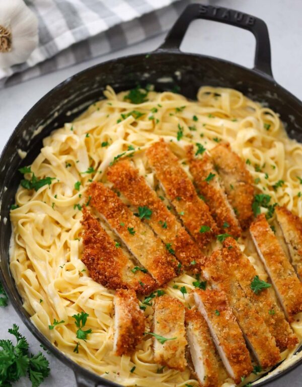 Crispy Chicken Fettuccine Alfredo
